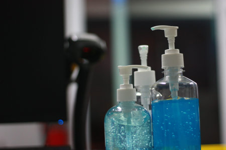 Copy space of alcohol hand sanitizer gel for health protection from virus  and germs and bacteria....