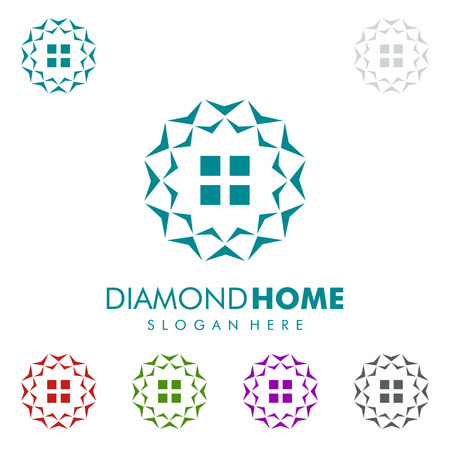 Real estate vector  design with diamond and home shapeのイラスト素材