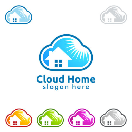 Cloud home logo, data cloud logoのイラスト素材
