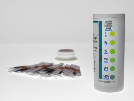 Diabetes test strips for the analysis of blood glucoseの写真素材