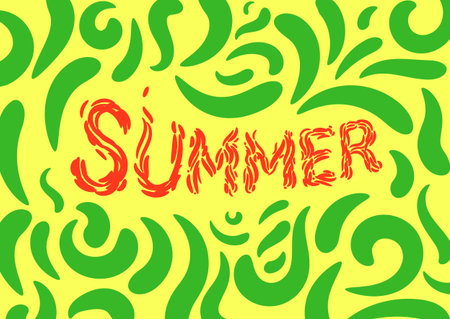 Summer inscription made of colored smears on ornamental background