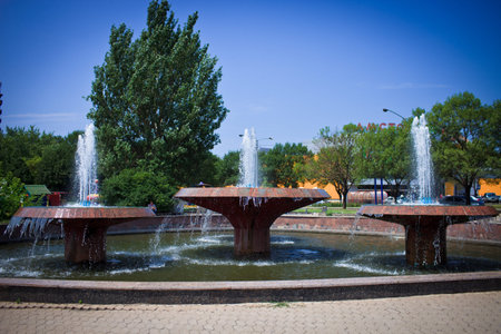 Fountain with three bowls, Ukraine, Donetsk municipal park zone, July 2010