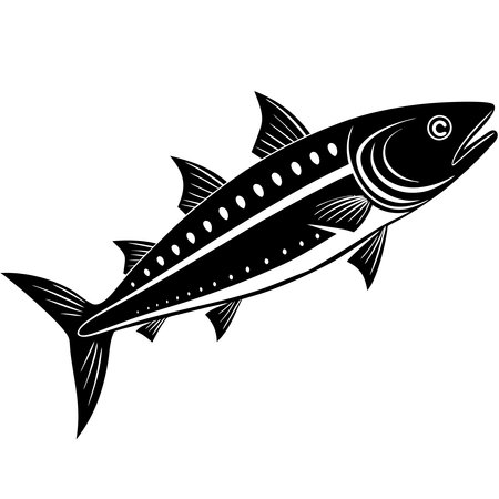 mackerel Illustration of a salmon isolated on a white background. Design element.のイラスト素材