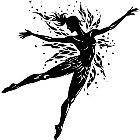 Silhouette of a ballerina.Vector illustration ready for vinyl cutting.のイラスト素材