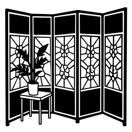 Silhouette of a window with decorative elements. Vector illustration.のイラスト素材