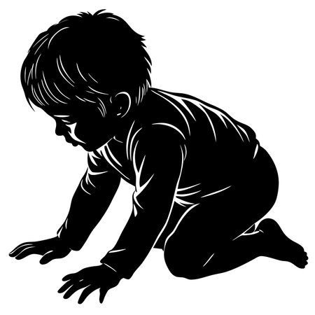 Little boy crawls on a white background. Vector image of a child.のイラスト素材