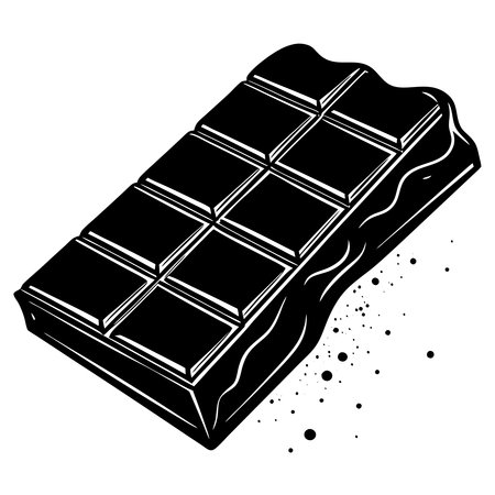 Chocolate bar on a white background. Black and white vector illustration.のイラスト素材