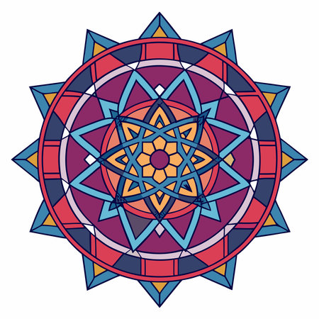 Mandala. Ethnic decorative element. Hand drawn backdrop. Islam, Arabic, Indian, ottoman motifs. Boho style.のイラスト素材