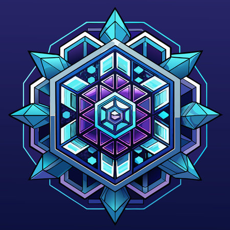 Vector illustration of a sacred geometry. Geometrical symmetrical element.のイラスト素材