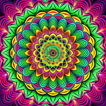 Psychedelic colorful mandala pattern. Psychedelic background.