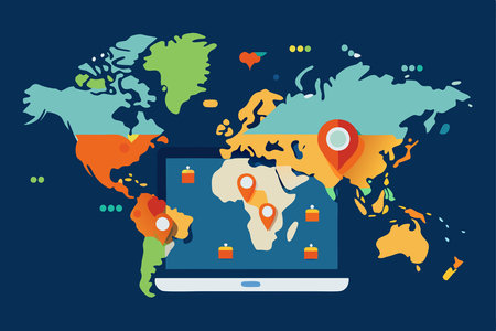 Flat design modern vector illustration concept of global travel and internet.のイラスト素材