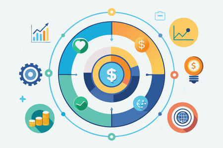 Flat design modern vector illustration concept of business strategy, finance, planning, management, consulting, project management, financial reporteting research, analytics.のイラスト素材