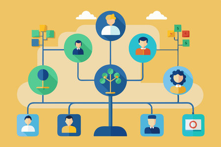 Flat design modern vector illustration concept of business people network connection.のイラスト素材