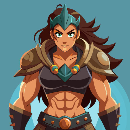 A vector illustration of a female knight in armor. Cartoon style.のイラスト素材