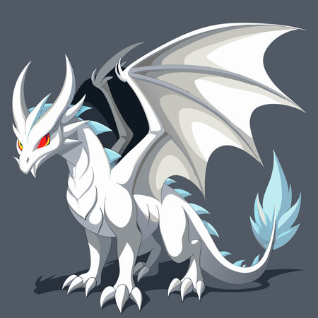 Dragon on a gray background. Vector illustration of a fantasy dragon.のイラスト素材