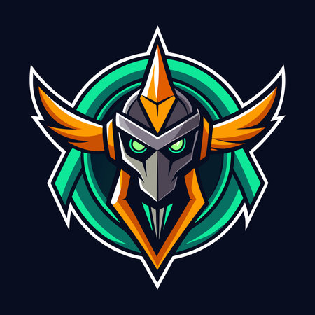 Spartan helmet with wings and shield. Vector illustration on a dark background.のイラスト素材