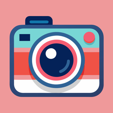 Retro camera vector illustration in flat design style. Camera icon.のイラスト素材