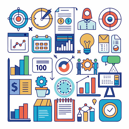 Flat line design modern vector illustration concept of business strategy and planning.のイラスト素材