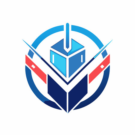 Box with flag vector logo design template. Logistic and delivery icon.のイラスト素材