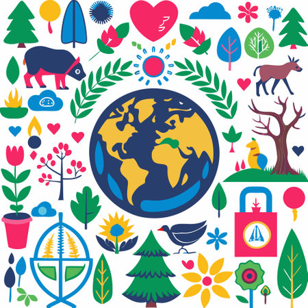 Ecology icons set. Vector illustration. Save the planet concept.のイラスト素材