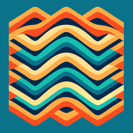 abstract vector background with waves and lines in orange and blue colorsのイラスト素材