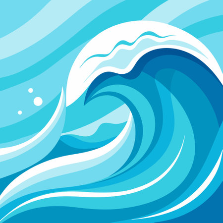 abstract blue sea waves on a white background. Vector illustration.のイラスト素材
