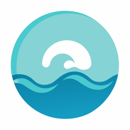 Sea wave icon in blue circle on white background. Vector illustration.のイラスト素材
