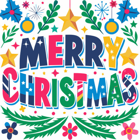 Merry Christmas Greeting Card. Merry Christmas lettering.のイラスト素材