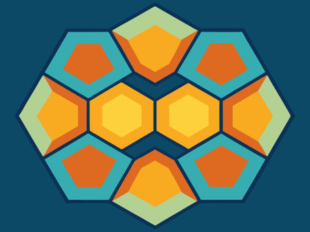 geometric design with hexagon icon over blue background colorful design vector illustration