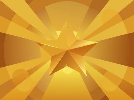 Golden star on a golden background. Vector illustration for your design.のイラスト素材