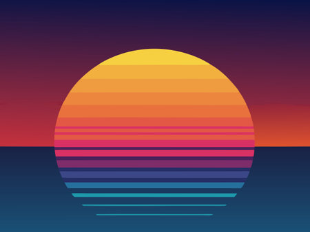 sunset over sea icon. colorful design. vector illustratonのイラスト素材