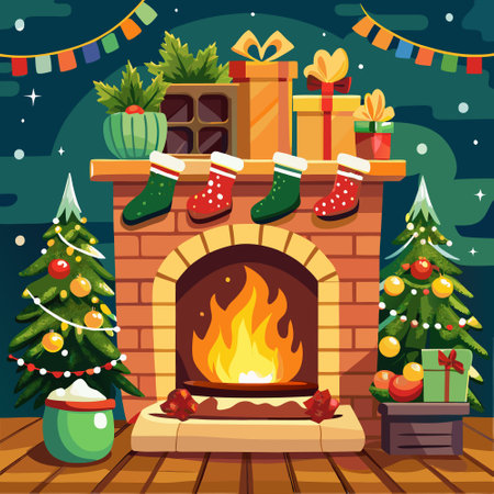 Christmas background with gingerbread house and candy canes. Vector illustration.のイラスト素材