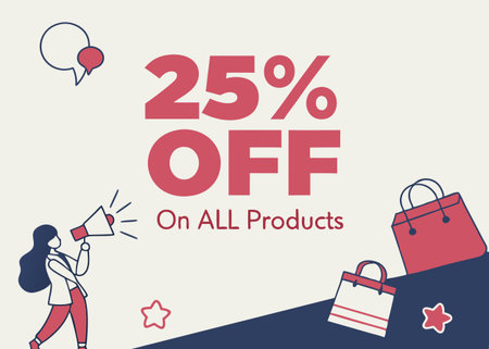 Discount up to 25 percent off. Vector illustration in flat style