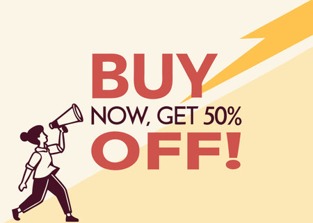 Buy now and get off design, vector illustration eps 10.のイラスト素材