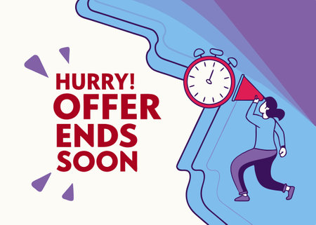 man running and holding alarm clock over blue background, colorful design. vector illustrationのイラスト素材