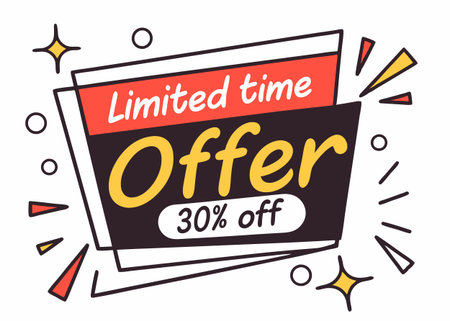 Limited time offer sale banner design template, discount tag, vector illustration