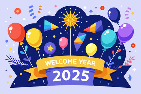 happy new year 2025 banner vector background. celebration new year decoration and other vector illustration .のイラスト素材