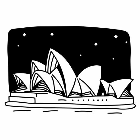 Iconic Sydney Opera House Silhouette Design vectorのイラスト素材