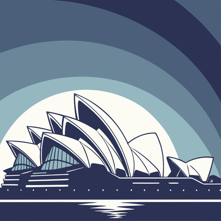 Iconic Sydney Opera House Silhouette Design vectorのイラスト素材