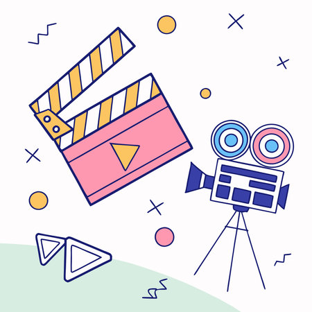 A contemporary design featuring modern abstract shapes, perfect for enhancing video-making course materials with dynamic and creative visuals that inspire innovation and creativity in learning.のイラスト素材