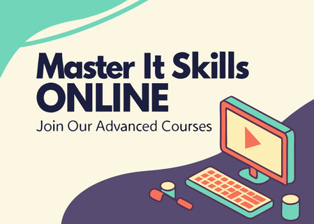 Upgrade your career by mastering advanced IT skills through our online courses. Learn programming, cybersecurity, data analysis, and more from industry experts all at your own pace.のイラスト素材