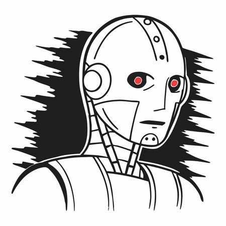 Explore a sleek, modern robot head design that symbolizes innovation, technology, and artificial intelligence. Perfect for branding, AI projects, or futuristic visuals, this design captures the essence of robotics and advanced automation.のイラスト素材