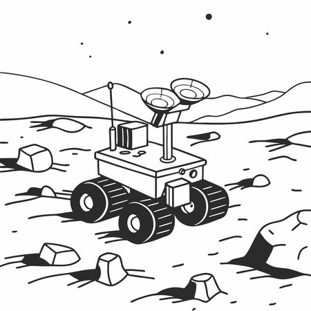Discover captivating silhouettes of space rovers, symbolizing humanity quest for explorationのイラスト素材