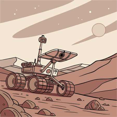 Discover captivating silhouettes of space rovers, symbolizing humanity quest for explorationのイラスト素材