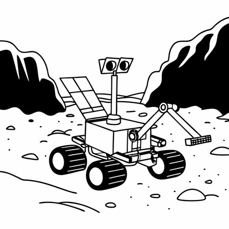 Discover captivating silhouettes of space rovers, symbolizing humanity quest for explorationのイラスト素材