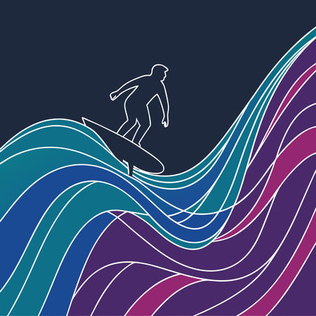 A dynamic representation of abstract waves symbolizing the seamless flow of data. This design captures the essence of digital communication, information transfer, and the interconnected world of technology.のイラスト素材