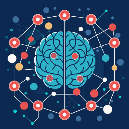 A captivating design featuring AI brains with neural connections repeating in various sizes. This pattern symbolizes the complexity, scalability, and interconnected nature of artificial intelligence and neural networks.のイラスト素材