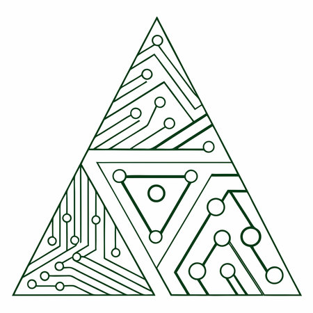 An intricate design of circuit board lines arranged in geometric shapes, symbolizing technology, connectivity, and the structured elegance of digital systems. Perfect for futuristic and tech-inspired projects.のイラスト素材