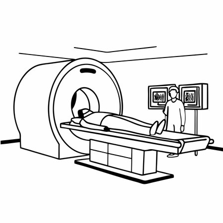 Minimalist silhouettes of medical scanning machines like MRI, CT, and X-ray, symbolizing cutting-edge healthcare technology, diagnostics, and medical imaging. Ideal for healthcare branding, medical illustrations, and educational content.のイラスト素材