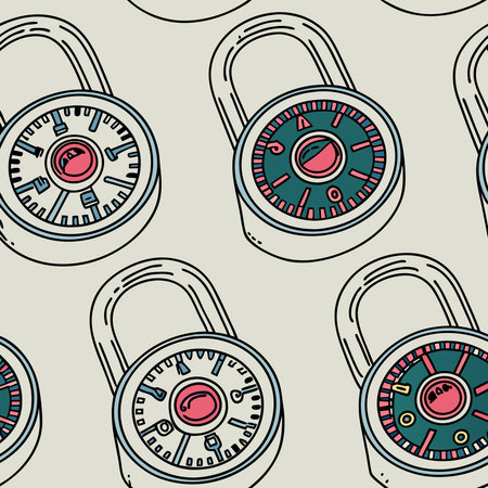 Vector design featuring digital padlocks arranged in seamless grids, perfect for cybersecurity, data...